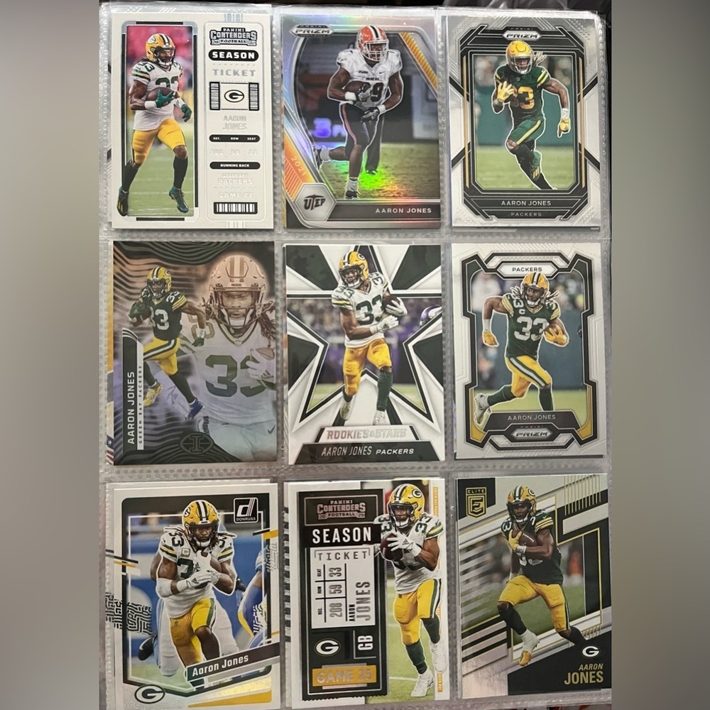 🏈 Aaron Jones, Lot of 9 NFL Football Trading Cards, Green Bay Packers